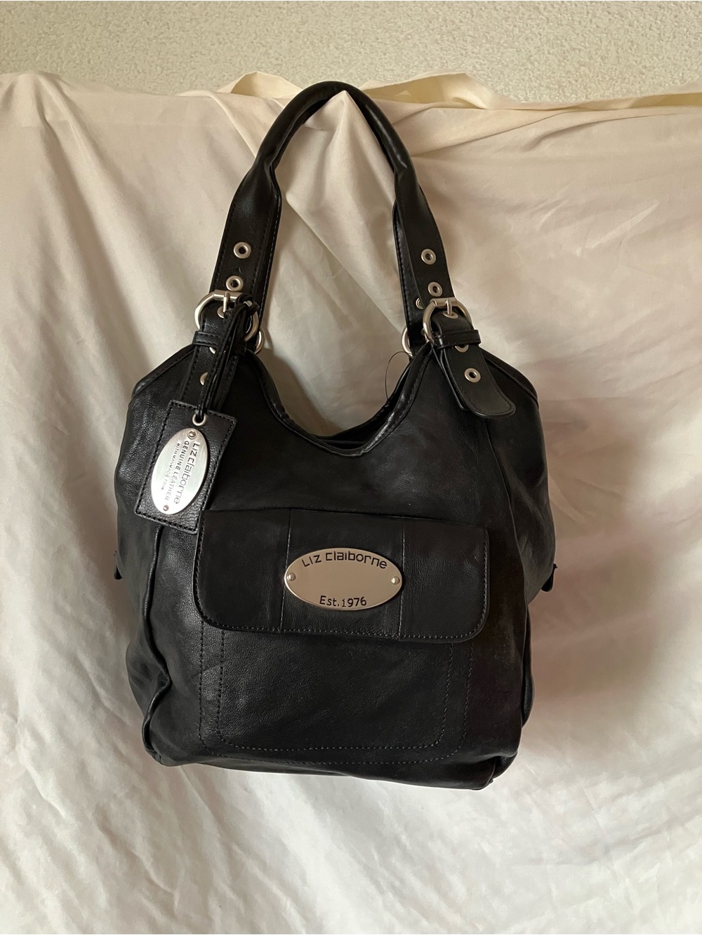 Liz Claiborne Black Shoulder Tote Handbag